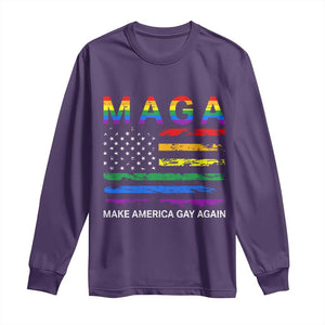 Make America Gay Again LGBTQ Pride Long Sleeve Shirt Funny Political Pride Graphic TS12 Purple Print Your Wear