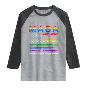 Make America Gay Again LGBTQ Pride Raglan Shirt Funny Political Pride Graphic