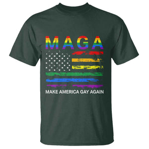 Make America Gay Again LGBTQ Pride T Shirt Funny Political Pride Graphic TS12 Dark Forest Green Print Your Wear