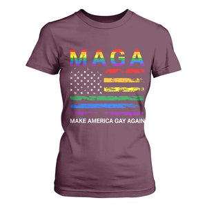 Make America Gay Again LGBTQ Pride T Shirt For Women Funny Political Pride Graphic
