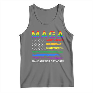 Make America Gay Again LGBTQ Pride Tank Top Funny Political Pride Graphic TS12 Black Heather Print Your Wear