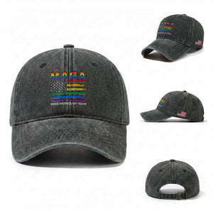 Make America Gay Again LGBTQ Pride Washed Cotton Baseball Cap Funny Political Pride Graphic