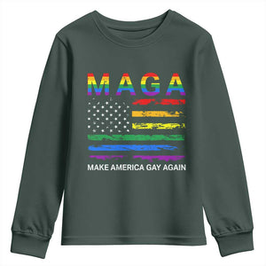 Make America Gay Again LGBTQ Pride Youth Sweatshirt Funny Political Pride Graphic