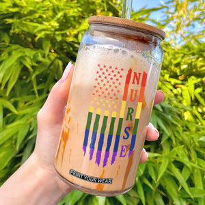 Rainbow RN Ally Pride Month Glass Can LGBTQ Healthcare Worker TS12 White Print Your Wear