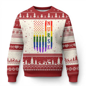 Rainbow RN Ally Pride Month Ugly Christmas Sweater LGBTQ Healthcare Worker