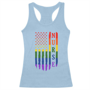 Rainbow RN Ally Pride Month Racerback Tank Top LGBTQ Healthcare Worker TS12 Light Blue Print Your Wear