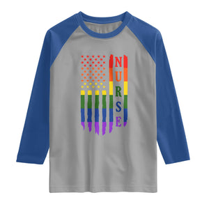 Rainbow RN Ally Pride Month Raglan Shirt LGBTQ Healthcare Worker TS12 Sport Gray Royal Print Your Wear