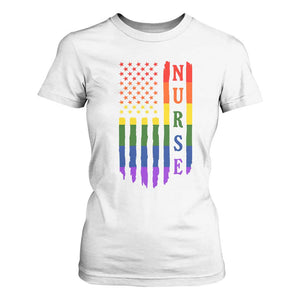Rainbow RN Ally Pride Month T Shirt For Women LGBTQ Healthcare Worker TS12 White Print Your Wear
