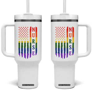 Rainbow RN Ally Pride Month Tumbler With Handle LGBTQ Healthcare Worker TS12 One Size: 40 oz White Print Your Wear
