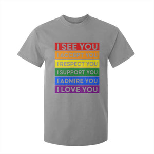 I See Accept Respect Support Admire Love You T Shirt For Kid LGBT Ally Pride Graphic TS12 Sport Gray Print Your Wear