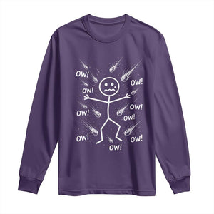 Funny Stick Figure Meteor Shower Long Sleeve Shirt Cosmic Joke