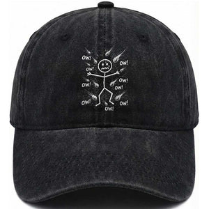Funny Stick Figure Meteor Shower Washed Cotton Baseball Cap Cosmic Joke