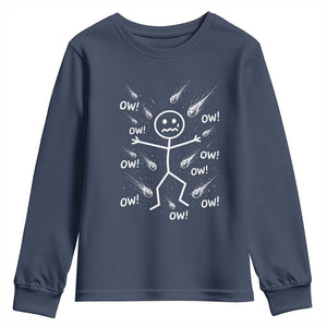 Funny Stick Figure Meteor Shower Youth Sweatshirt Cosmic Joke