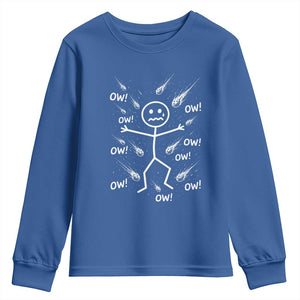 Funny Stick Figure Meteor Shower Youth Sweatshirt Cosmic Joke