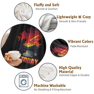 Funny Dinosaur Baseball Meteorite Throw Blanket Not Today