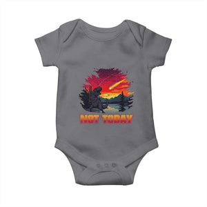 Funny Dinosaur Baseball Meteorite Baby Onesie Not Today