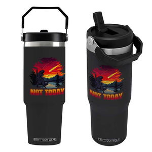 Funny Dinosaur Baseball Meteorite Flip Straw Tumbler Not Today