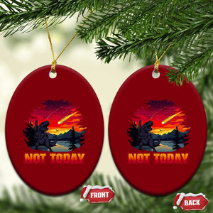 Funny Dinosaur Baseball Meteorite Ceramic Ornament Not Today