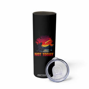 Funny Dinosaur Baseball Meteorite Skinny Tumbler Not Today