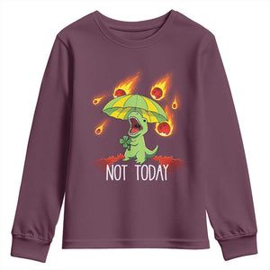 Dinosaur Meteor Shower Astronomy Humor Youth Sweatshirt Not Today