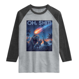 Funny Dinosaur Meteorite Raglan Shirt Astronomy Lover Gift