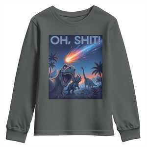 Funny Dinosaur Meteorite Youth Sweatshirt Astronomy Lover Gift
