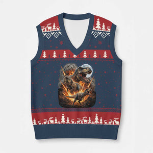 Funny Dinosaur Meteorite Strike V-Neck Knit Sweater Vest Epic Paleontology Gift