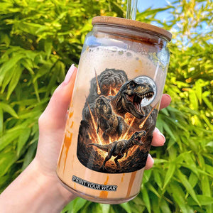 Funny Dinosaur Meteorite Strike Glass Can Epic Paleontology Gift