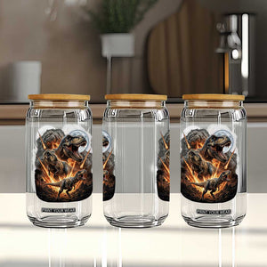 Funny Dinosaur Meteorite Strike Glass Can Epic Paleontology Gift