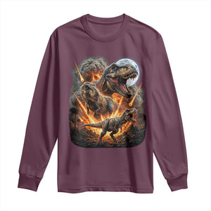 Funny Dinosaur Meteorite Strike Long Sleeve Shirt Epic Paleontology Gift