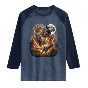 Funny Dinosaur Meteorite Strike Raglan Shirt Epic Paleontology Gift