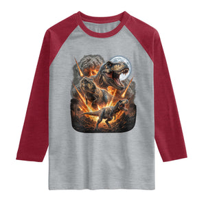 Funny Dinosaur Meteorite Strike Raglan Shirt Epic Paleontology Gift