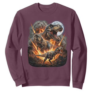 Funny Dinosaur Meteorite Strike Sweatshirt Epic Paleontology Gift