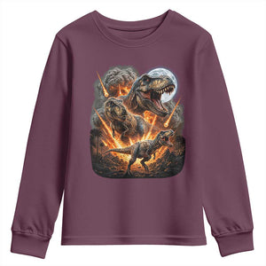 Funny Dinosaur Meteorite Strike Youth Sweatshirt Epic Paleontology Gift