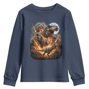 Funny Dinosaur Meteorite Strike Youth Sweatshirt Epic Paleontology Gift