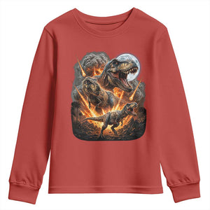 Funny Dinosaur Meteorite Strike Youth Sweatshirt Epic Paleontology Gift