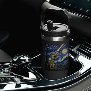Dinosaur Starry Night Meteor Shower Flip Straw Tumbler Astronomy Lover Gift