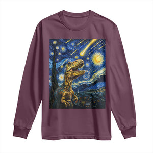 Dinosaur Starry Night Meteor Shower Long Sleeve Shirt Astronomy Lover Gift