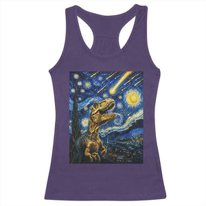Dinosaur Starry Night Meteor Shower Racerback Tank Top Astronomy Lover Gift