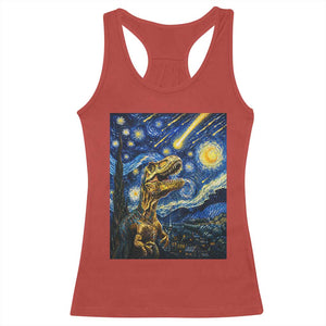 Dinosaur Starry Night Meteor Shower Racerback Tank Top Astronomy Lover Gift