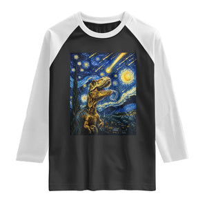 Dinosaur Starry Night Meteor Shower Raglan Shirt Astronomy Lover Gift