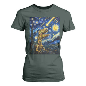 Dinosaur Starry Night Meteor Shower T Shirt For Women Astronomy Lover Gift