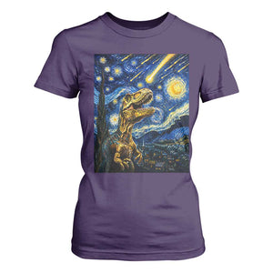 Dinosaur Starry Night Meteor Shower T Shirt For Women Astronomy Lover Gift