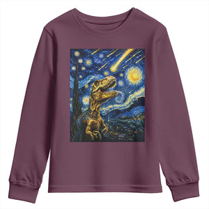 Dinosaur Starry Night Meteor Shower Youth Sweatshirt Astronomy Lover Gift