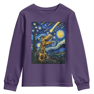 Dinosaur Starry Night Meteor Shower Youth Sweatshirt Astronomy Lover Gift