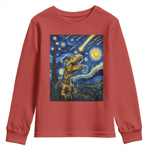 Dinosaur Starry Night Meteor Shower Youth Sweatshirt Astronomy Lover Gift