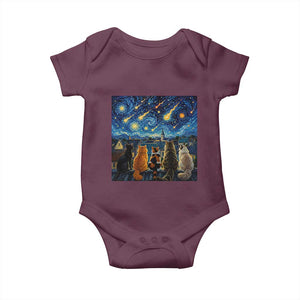 Starry Night Cats Watching Meteors Baby Onesie Astronomy Lover Gift