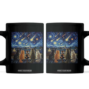 Starry Night Cats Watching Meteors Coffee Mug Astronomy Lover Gift