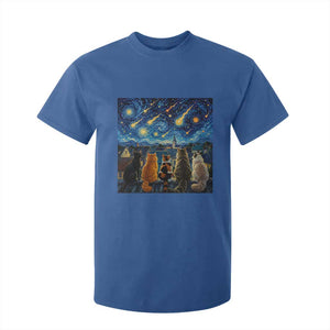 Starry Night Cats Watching Meteors T Shirt For Kid Astronomy Lover Gift