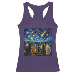 Starry Night Cats Watching Meteors Racerback Tank Top Astronomy Lover Gift